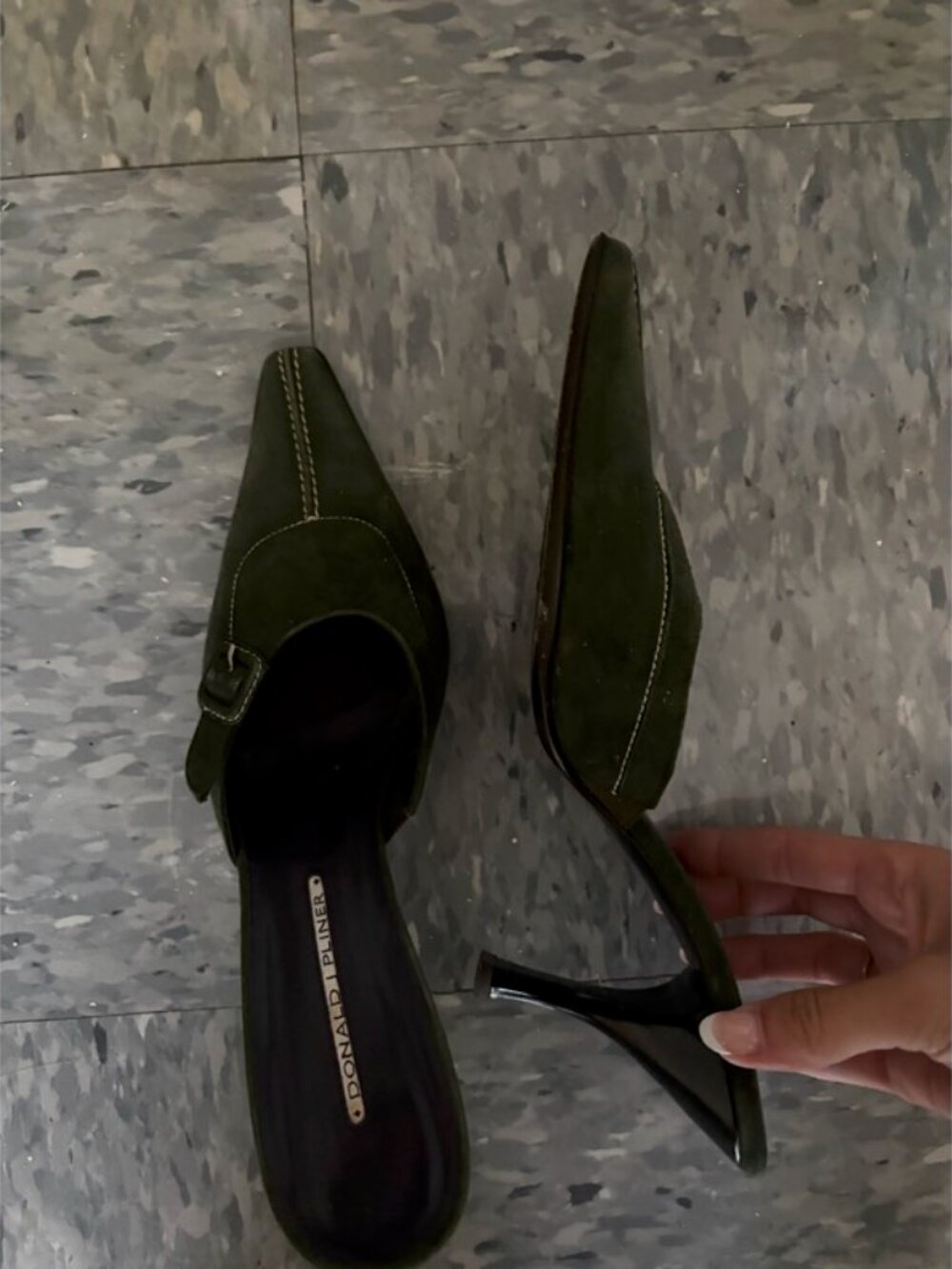 Donald J. Pliner Forest Green Kitten Heels - Picture 2 of 3
